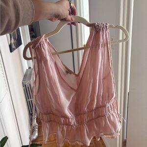 Ann Taylor Light Pink Gathered Blouse